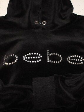 bebe rhinestone black velour hoodie